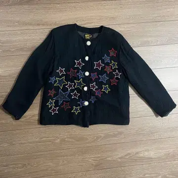 Allure 노카라 자켓 L 사이즈 블랙 별 자수