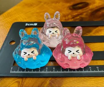 [새상품 빛나는 미니 입상 통통 귀여운 인테리어 토끼 귀 캐릭터 피규어