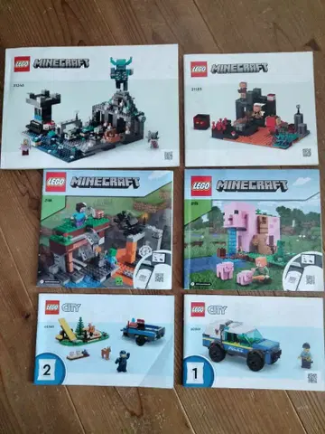 LEGO Minecraft 설명서와 블록 세트