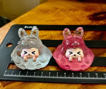 빛나는 미니 입상 통통 귀여운 인테리어 토끼 귀 토끼 캐릭터 2종 세트