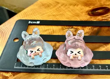 빛나는 미니 입상 통통 귀여운 인테리어 토끼 귀 토끼 캐릭터 2종 세트