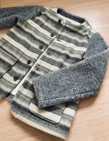 BEAMS BOY 네이티브 무늬 두꺼운 원단 울 보아 자켓