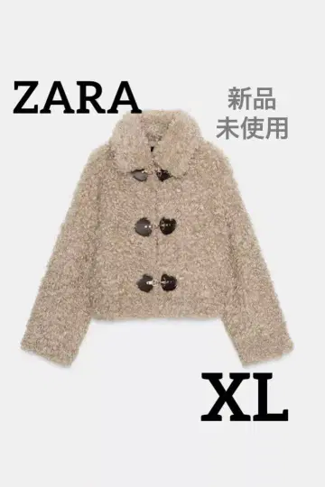 미사용 새상품 ZARA 베이지 보아 인조 모피 자켓 크롭 기장