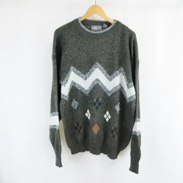 새상품급 VINTAGE Blue 올 패턴 오버 사이즈 아크릴 스웨터 XL