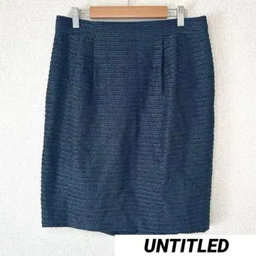 언타이틀 42 타이트 스커트 네이비 울 혼방 일본제