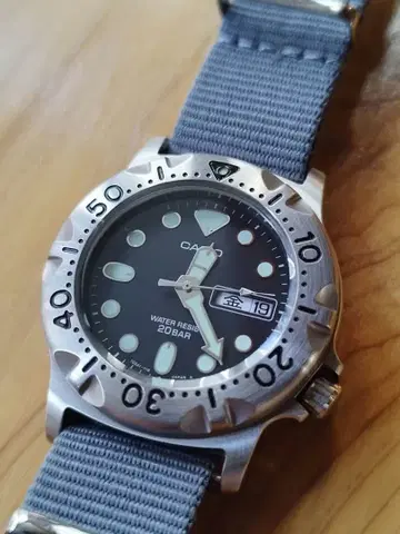 올드 카시오 카지키 다이버 MD-723 20BAR 작동품 NATO 새상품