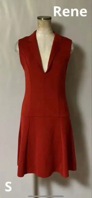 가격 인하 Rene 르네 울 리브 니트 원피스 레드