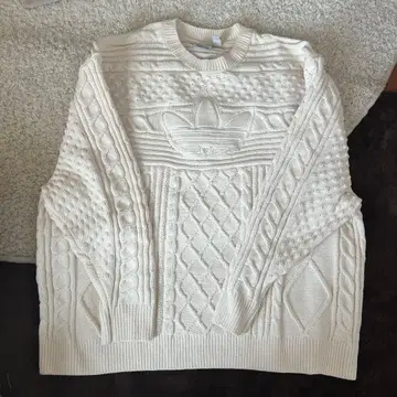 adidas SWEATER DRESS M 케이블 짜임 트레포일 니트