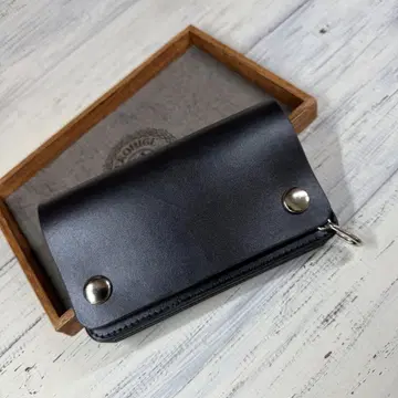 [ 트래커 월렛 미들 3층 ] 블랙 북미 스테어 실버 YKK