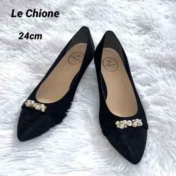 LeChione 블랙 스틸레토 펌프스 레이스 펄 포멀