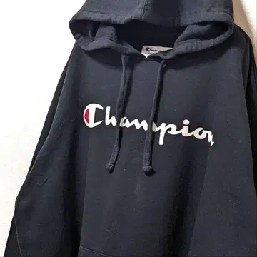 챔피온 로고 후드 맨투맨 블랙 영문 구제 의류 L