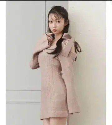 [새상품급] EATME 리본 오프숄더 미니 원피스