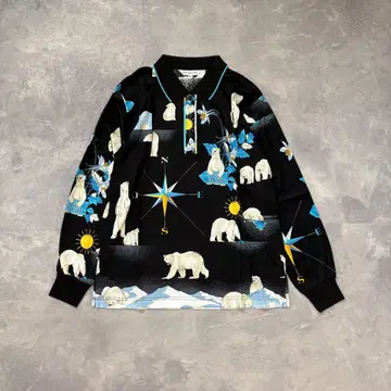 [ 미사용 ] 레오나르 스포츠 긴팔 피케 셔츠 북극곰 화이트