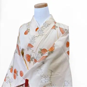 코몬 국화 무늬 단풍 부채 원산 기모노 071t