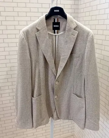새상품급 BOSS 하운드 투스 코튼 린넨 언라이닝 자켓 54 XXL
