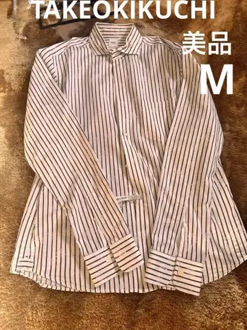 새상품급 TAKEO KIKUCHI 스트라이프 보터햇 패턴 셔츠 사이즈 M