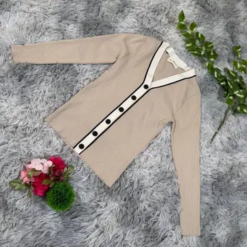 INED 사이즈 9(M) 베이지 V넥 니트 긴팔