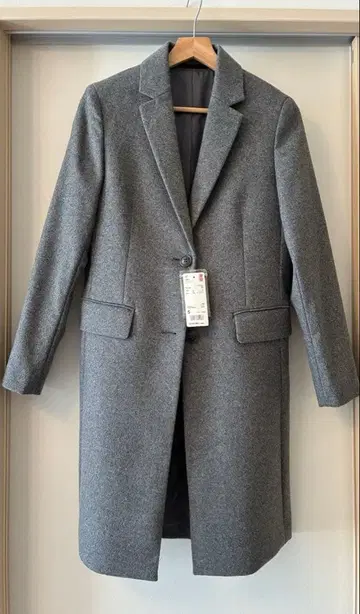 그레이 체스터 코트 S UNIQLO