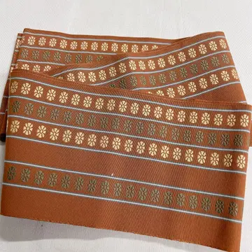 반폭 오비 세로 줄무늬 꽃 무늬 브라운 컬러 기모노 013t