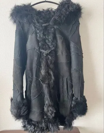 리얼 무스탕 코트 더플 코트 블랙 듀라스