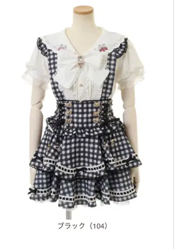 LIZLISA 사다리 리본 체크 티어드 치마바지