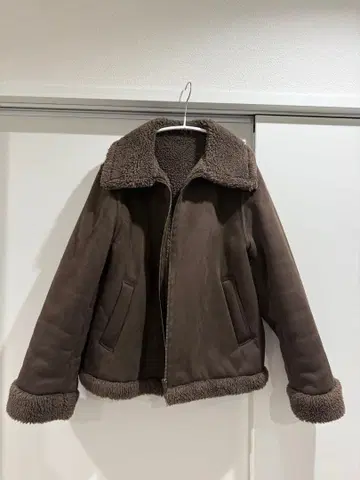 브라운 무스탕 코트 보아 옷깃