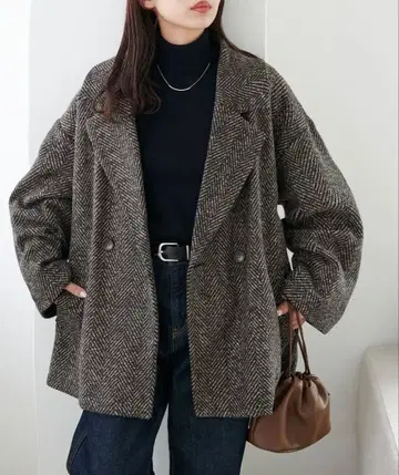 DISCOAT 디스코트 헤링본 더블 테라 자켓 브라운 F