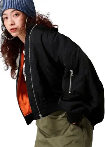 antiqua 숏 MA-1 자켓 블랙