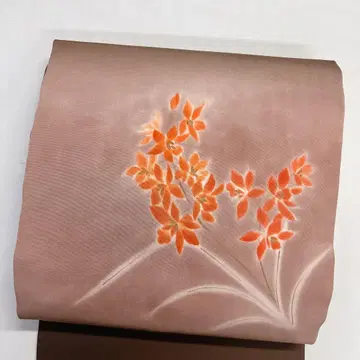 나고야 오비 꽃 무늬 그라데이션 브라운 기모노 011t