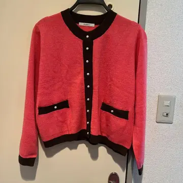 [택 없음 미사용품] CANOA 노카라 니트 가디건 펄 버튼 M