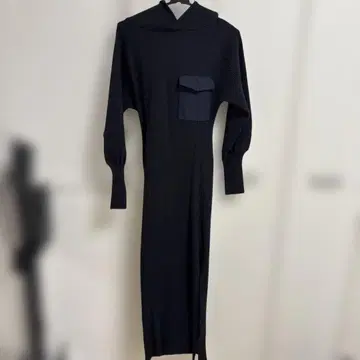 Rosarymoon 후디 니트 드레스 원피스 네이비