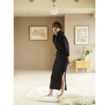 Rosarymoon 후디 니트 드레스 원피스 네이비