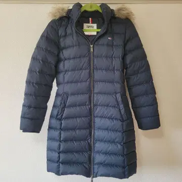 [새상품급] TOMMY JEANS 롱 기장 퍼 포함 다운 코트 S 네이비