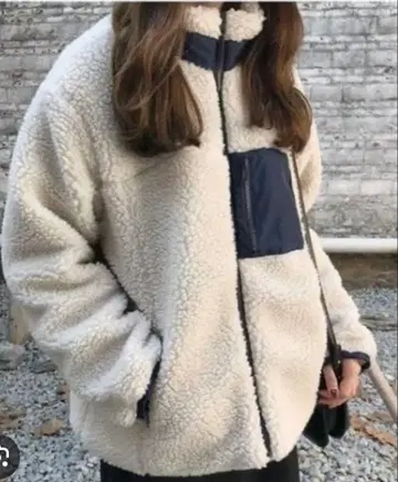 보아 자켓 플리스 자켓 화이트 블루 복슬복슬 J