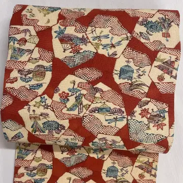 나고야 오비 구름 무늬 잠자리 단풍 부채 소나무 기모노 091t