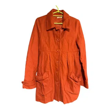 on the couch 온더카우치 오렌지 컬러 리본 포함 울 코트