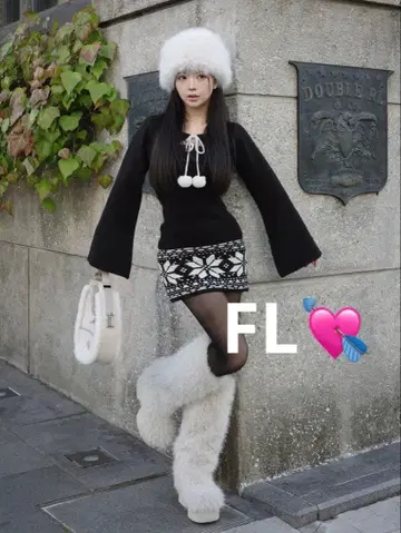 Darich 노르딕 패널 니트 미니 원피스