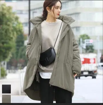 coca 충전솜 후드 부착 몬스터 파카 충전솜 자켓 카키