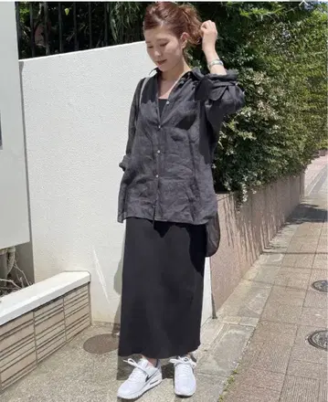 스픽 앤 스팬 라메 리브 니트 타이트 스커트 블랙 롱 스커트