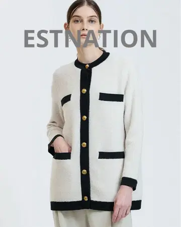 에스트네이션 부클 니트 가디건 ESTNATION 골드 버튼