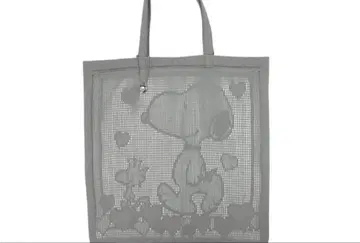 PEANUTS 스누피 긴자와 레이스점 콜라보 토트백 그레이