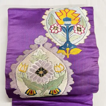 앤티크 나고야 오비 자수 꽃 기모노 오비 002k