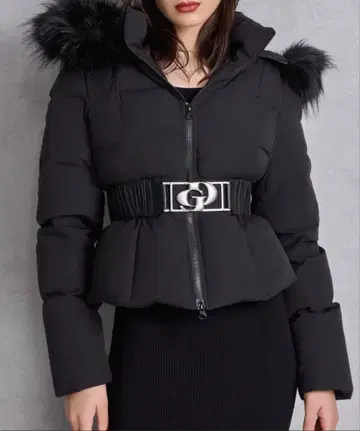 제이다 퍼 허리 벨트 다운 자켓