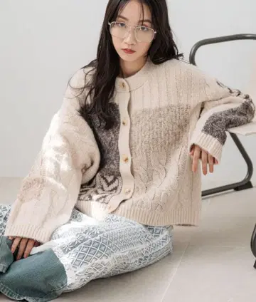 LOWRYS FARM 패치워크 롱 슬리브 가디건