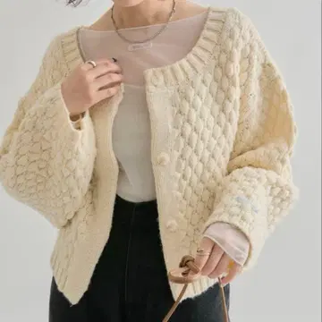 mystic 포코포코 니트 가디건 아이보리