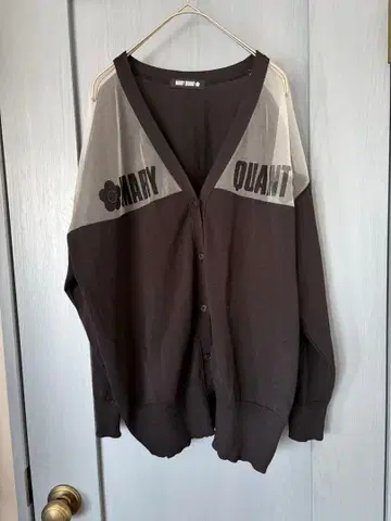 MARY QUANT 로고 시어 블랙 니트 가디건 마리콴트