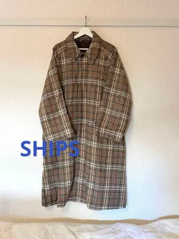 [SHIPS] 체크 무늬 스텐카라 코트