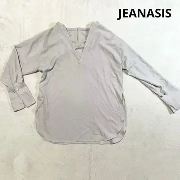 지나시스 V넥 커프스 단추 블라우스 긴팔 티셔츠 그레이 F