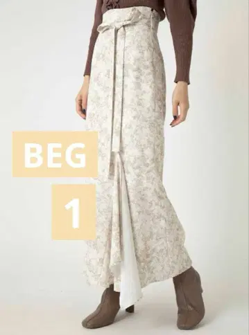 SNIDEL Sustainable 바리에 프린트 스커트 BEG