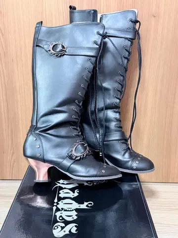 Hades 빈티지 블랙 롱 부츠 헤이디즈